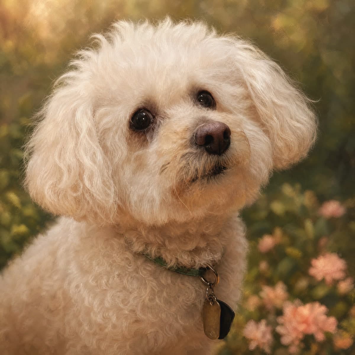 Warm memorial portrait of a beloved dog